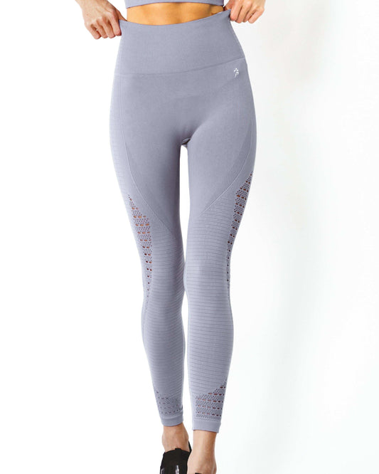 Mesh Seamless Legging with Ribbing Detail - Grey Purple - Skoutley Outdoors LLC