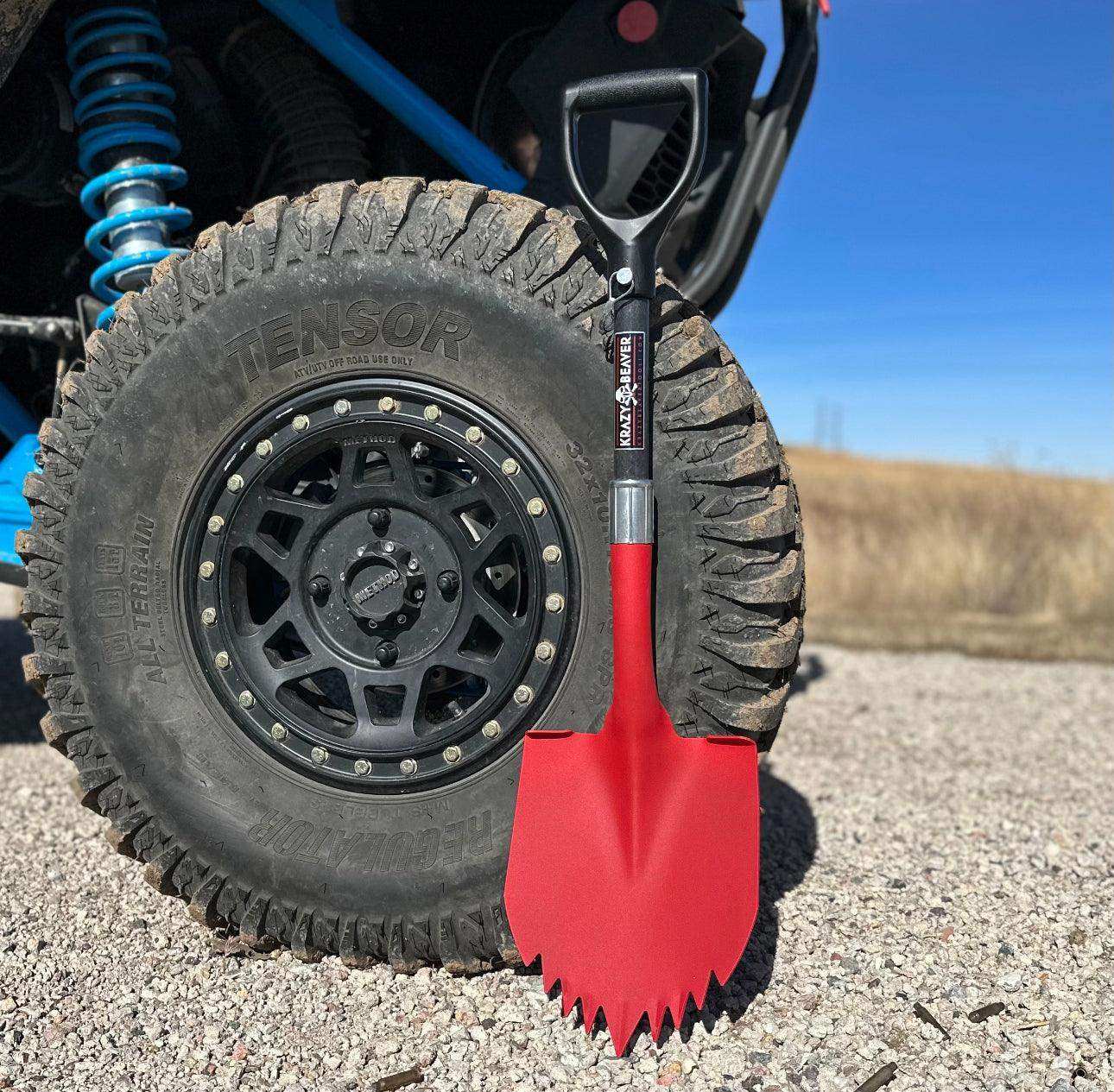 ATV / UTV Krazy Beaver Shorty Shovel (Textured Red Head / Black Handle) - Skoutley Outdoors LLC