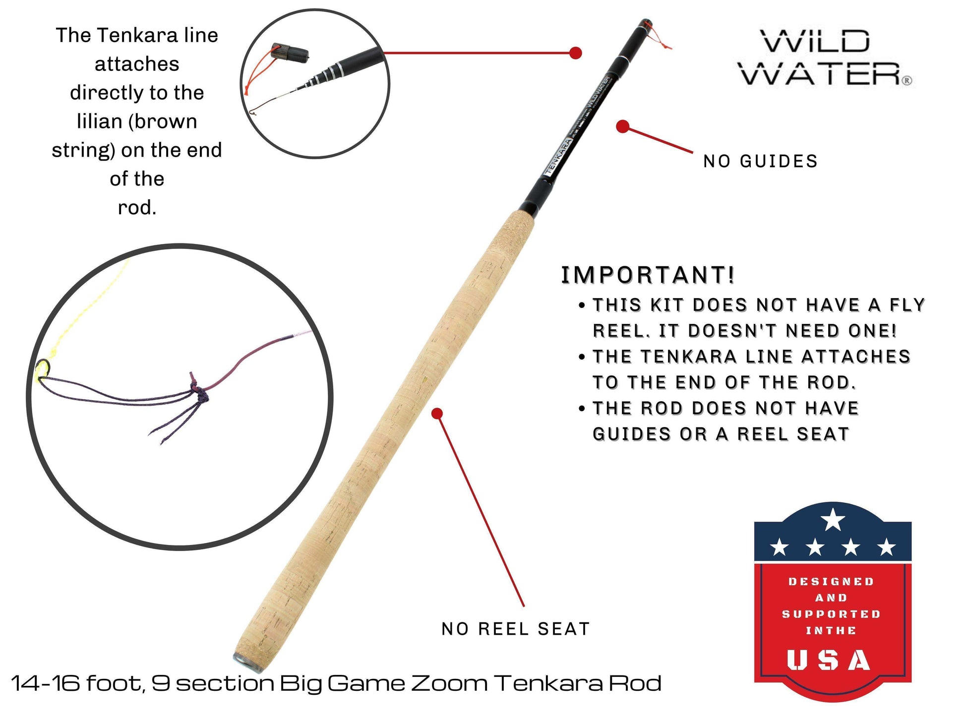 14' - 16' Big Game Zoom Tenkara Rod | Wild Water Fly Fishing - Skoutley Outdoors LLC