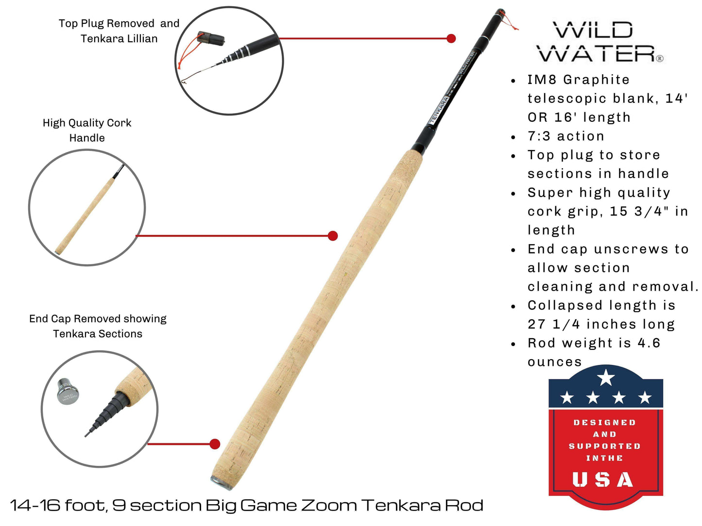 14' - 16' Big Game Zoom Tenkara Rod | Wild Water Fly Fishing - Skoutley Outdoors LLC