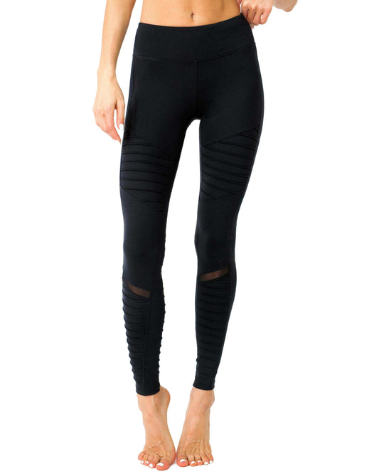 Athletique Low-Waisted Ribbed Leggings With Hidden Pocket and Mesh Panels - Skoutley Outdoors LLC