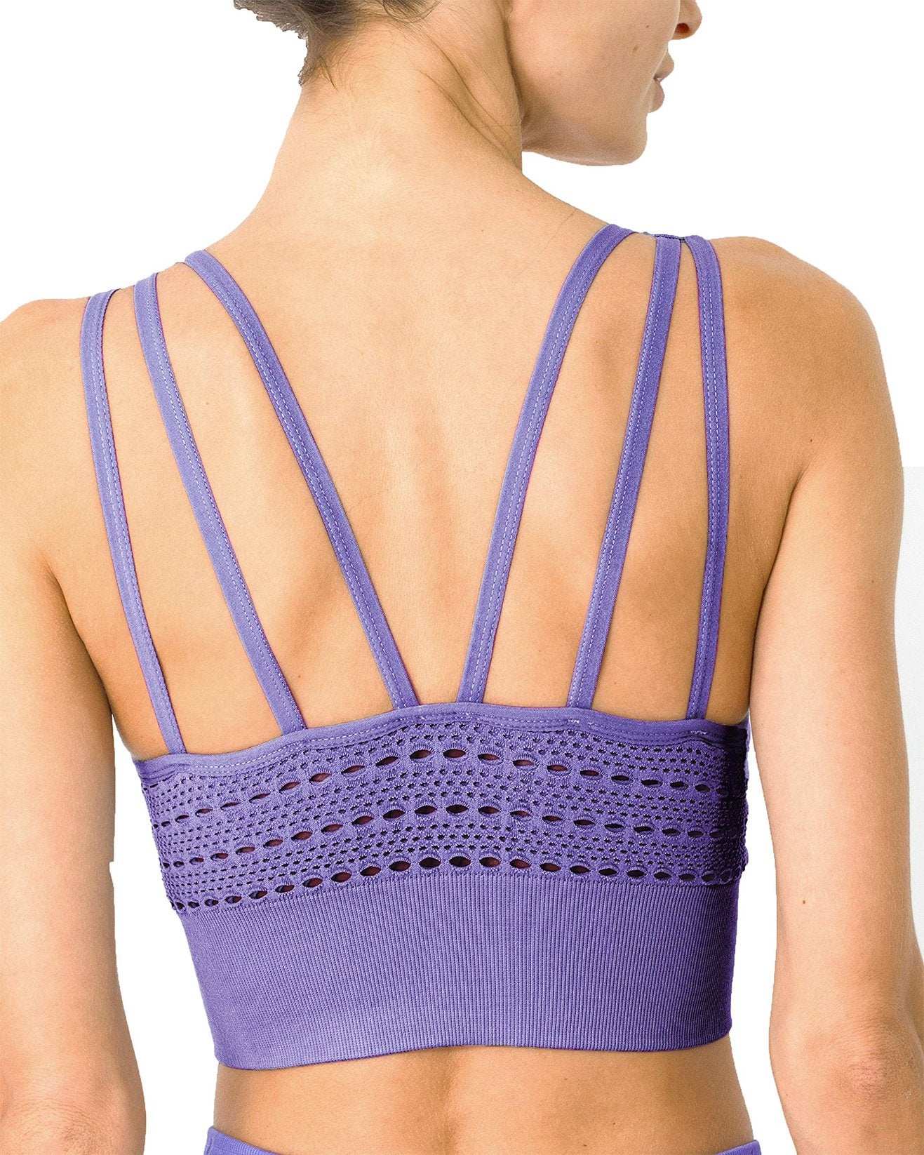 Mesh Seamless Bra with Cutouts - Purple - Skoutley Outdoors LLC