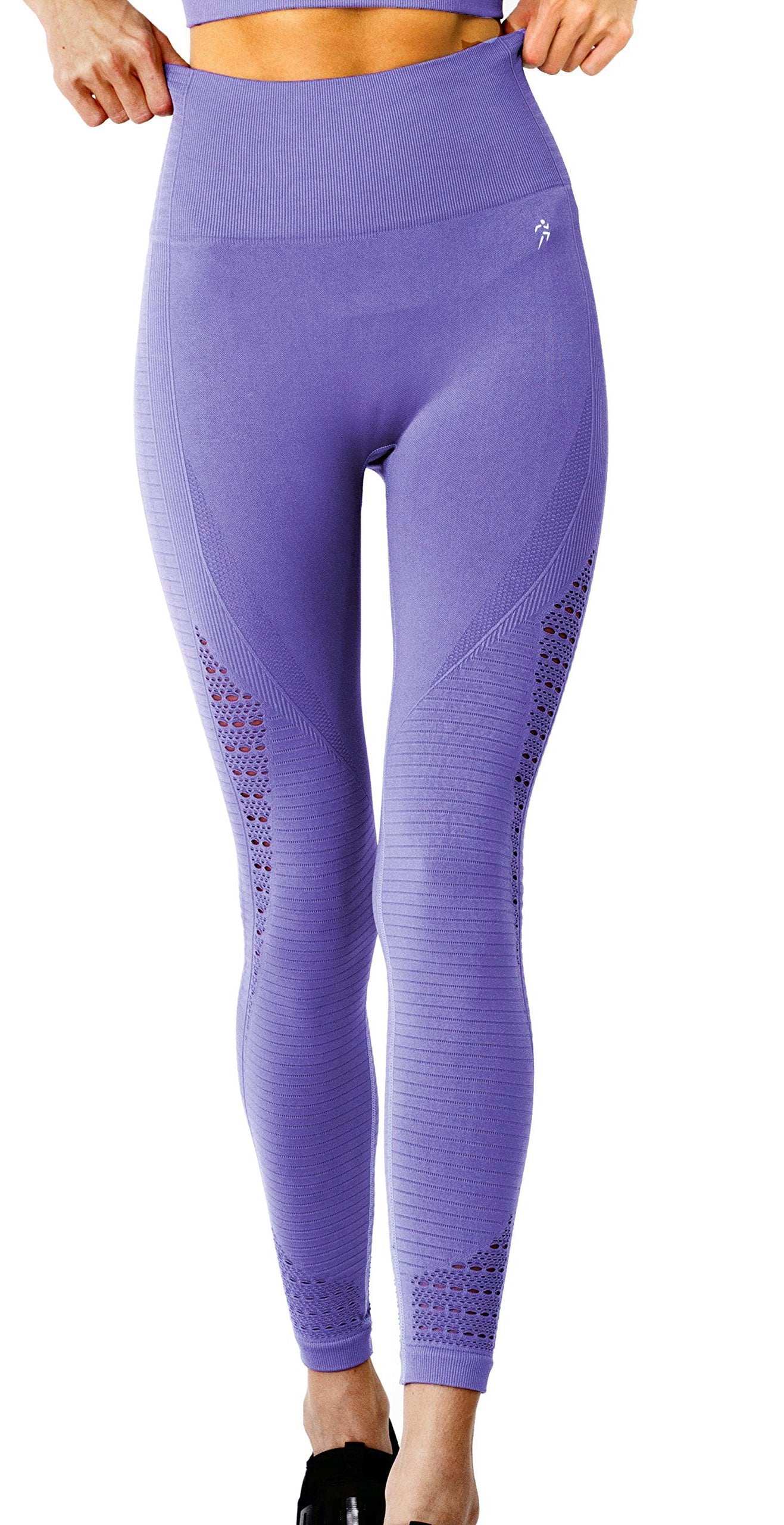 Mesh Seamless Legging with Ribbing Detail - Purple - Skoutley Outdoors LLC