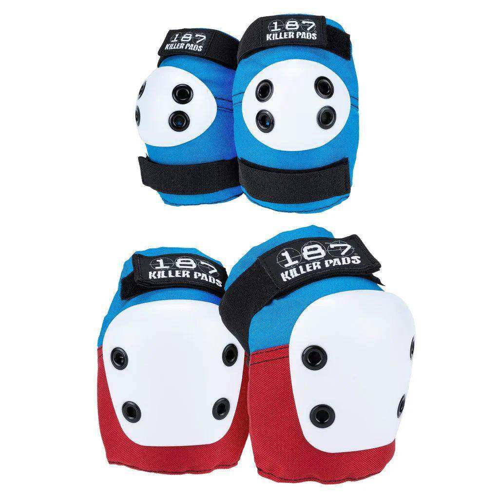 187 Combo Pack Knee/Elbow Pad Set - Red/White/Blue - Skoutley Outdoors LLC