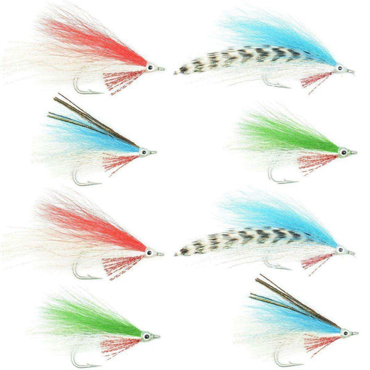 Lefty's Deceiver Fly Fishing Flies Collection - Assortment of 8 Saltwater and Bass Flies - Hook Size 1/0 - Skoutley Outdoors LLC