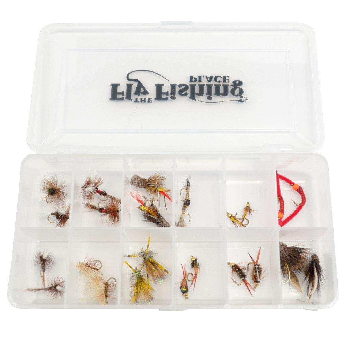 Trout Flies Assortment - 24 Flies for Trout Fly Fishing with Fly Box - Essential Dry and Wet Fly Selection for All Trout Fly Fishing - Skoutley Outdoors LLC