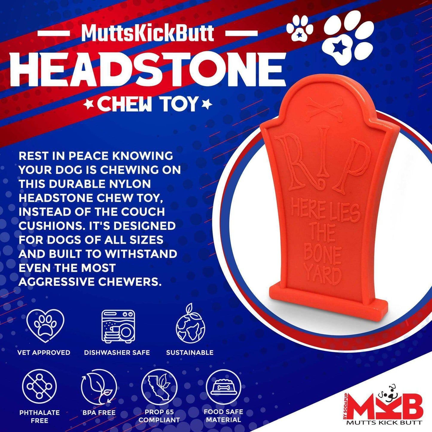 Headstone Ultra Durable Nylon Dog Chew Toy - Skoutley Outdoors LLC