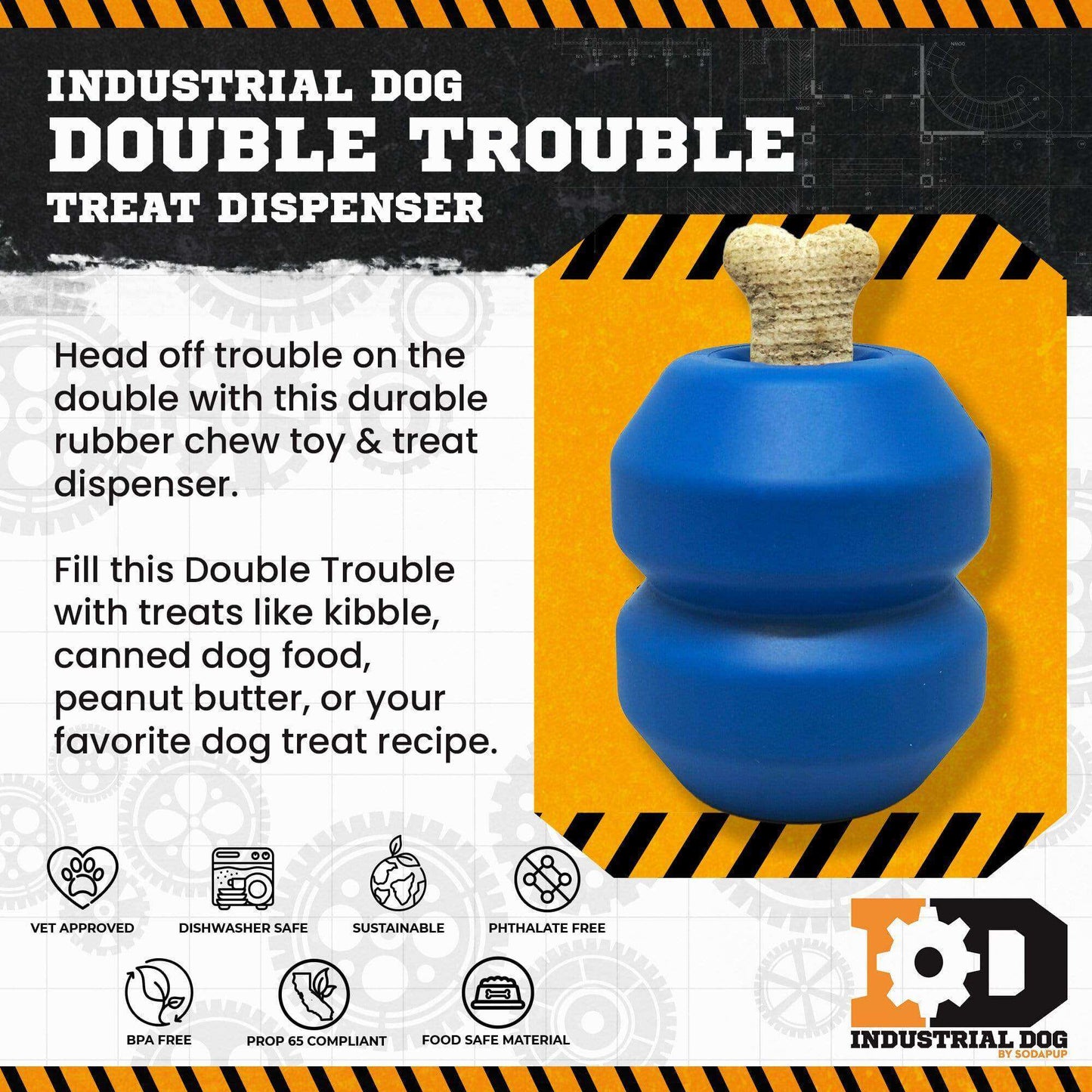 Double Trouble eDispenser Durable Rubber Chew Toy and Treat Dispenser - Skoutley Outdoors LLC