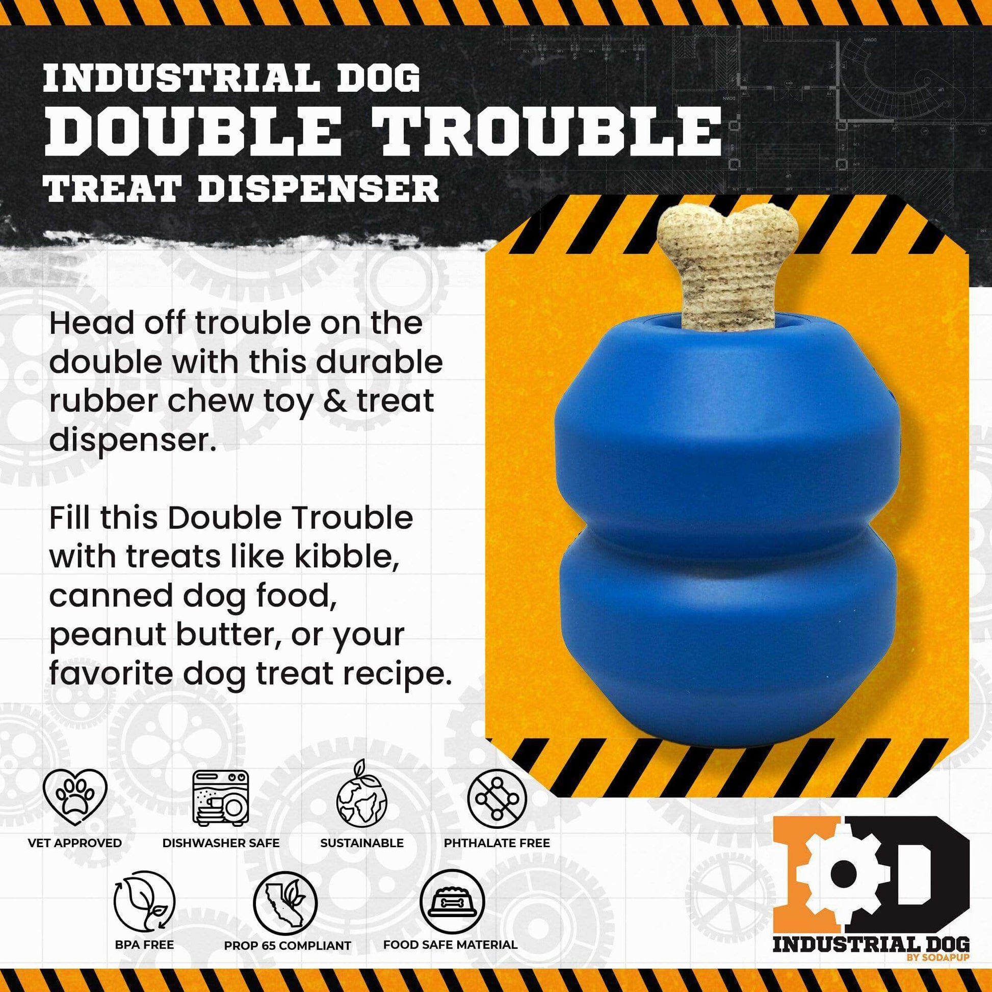 Double Trouble eDispenser Durable Rubber Chew Toy and Treat Dispenser - Skoutley Outdoors LLC