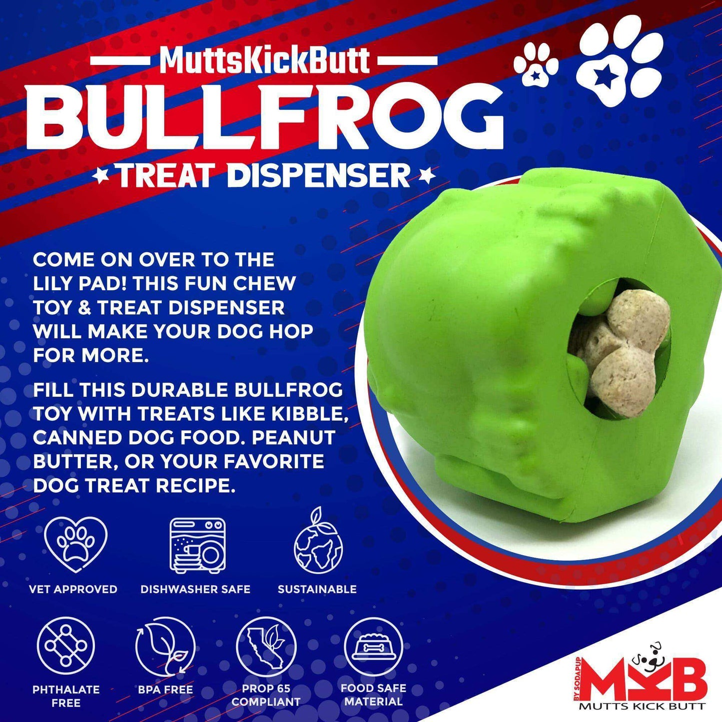 Bull Frog eDispenser Durable Rubber Chew Toy & Treat Dispenser - Large - Skoutley Outdoors LLC