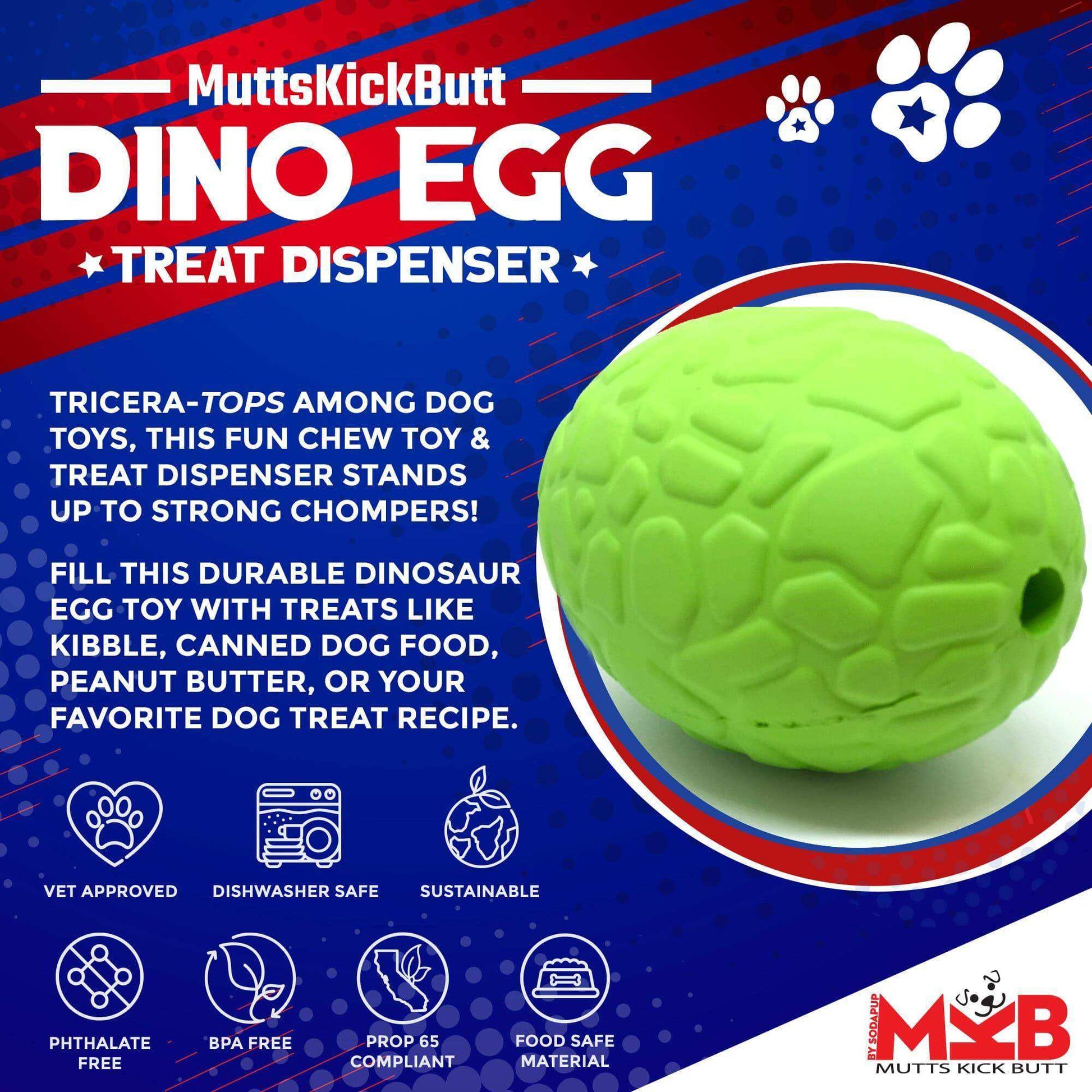 Dinosaur Egg eDispenser Durable Rubber Chew Toy & Treat Dispenser - Skoutley Outdoors LLC