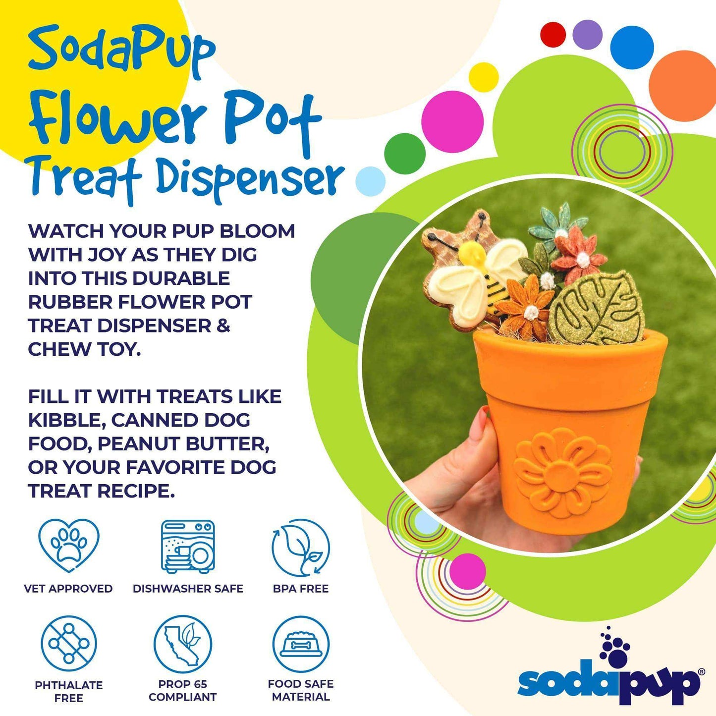 Large Flower Pot Durable PUP-X Rubber eCup Treat Dispenser & Enrichment Toy - Skoutley Outdoors LLC