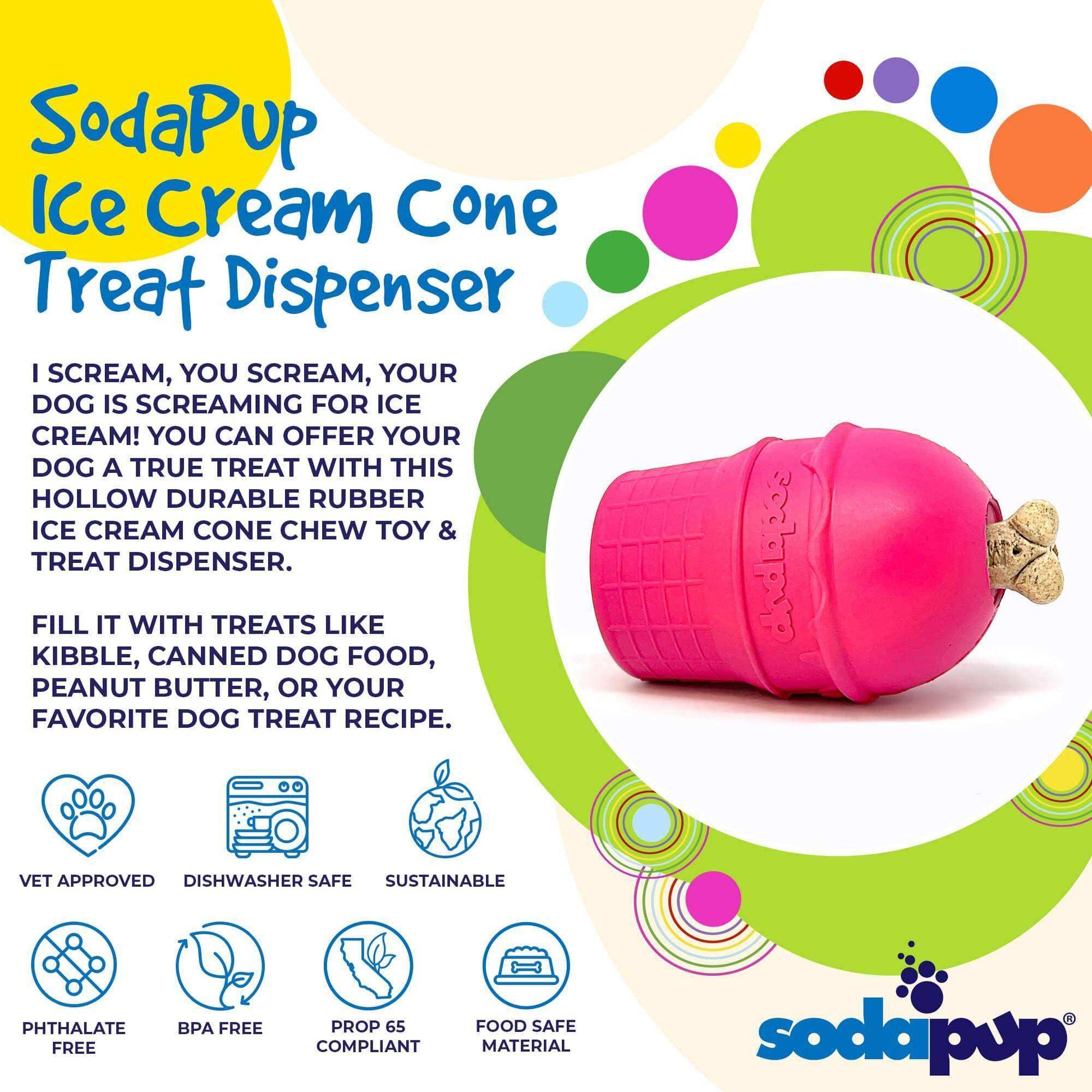 Ice Cream Cone Durable Rubber Chew Toy and Treat Dispenser - Skoutley Outdoors LLC