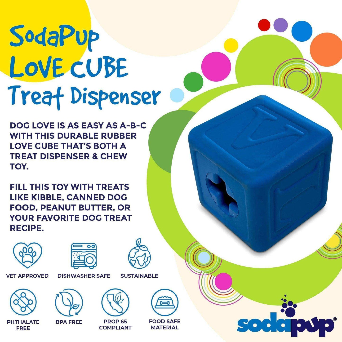 Love Cube eDispenser Durable Rubber Chew Toy & Treat Dispenser - Skoutley Outdoors LLC