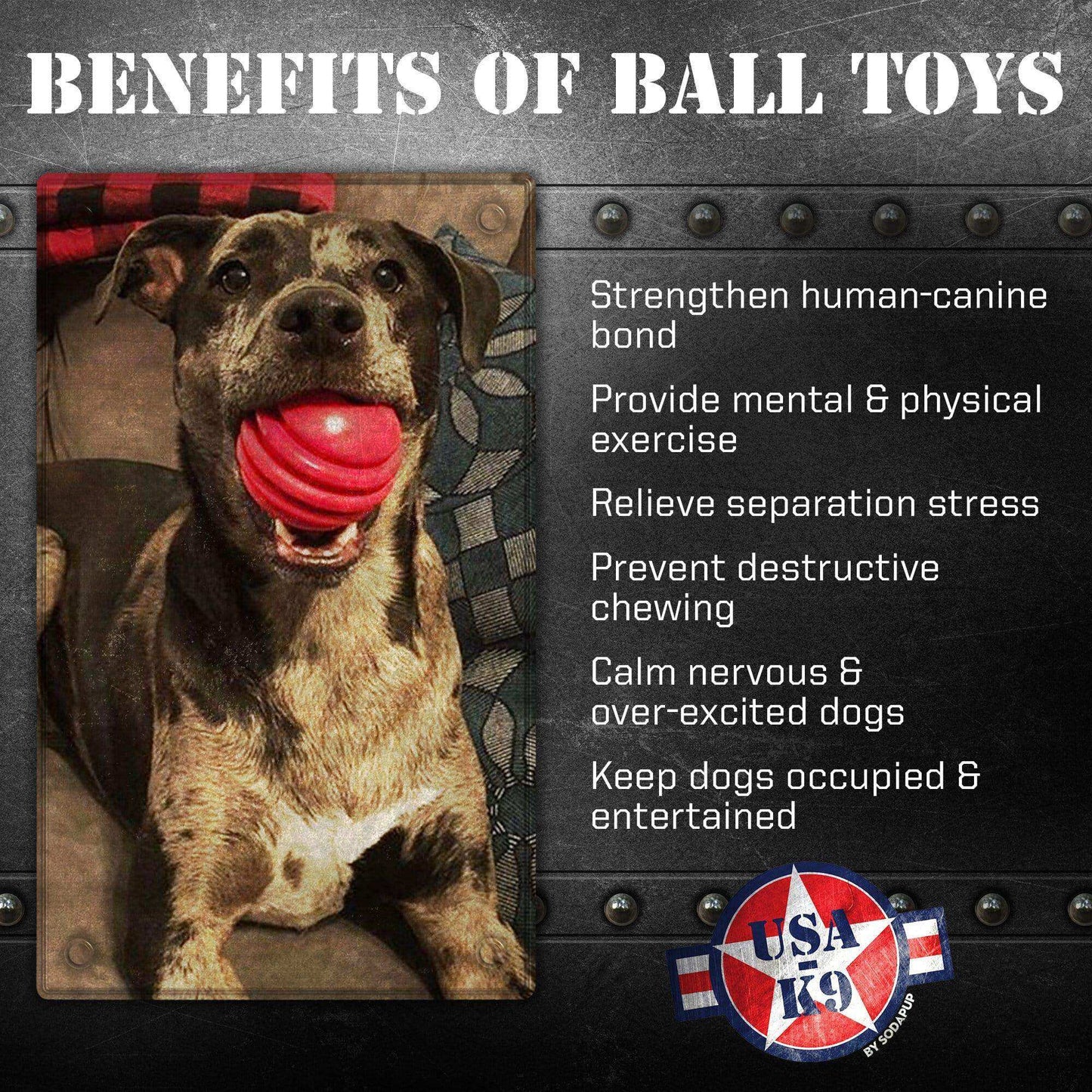 USA-K9 Stars and Stripes Ultra-Durable Rubber Chew Ball - Skoutley Outdoors LLC