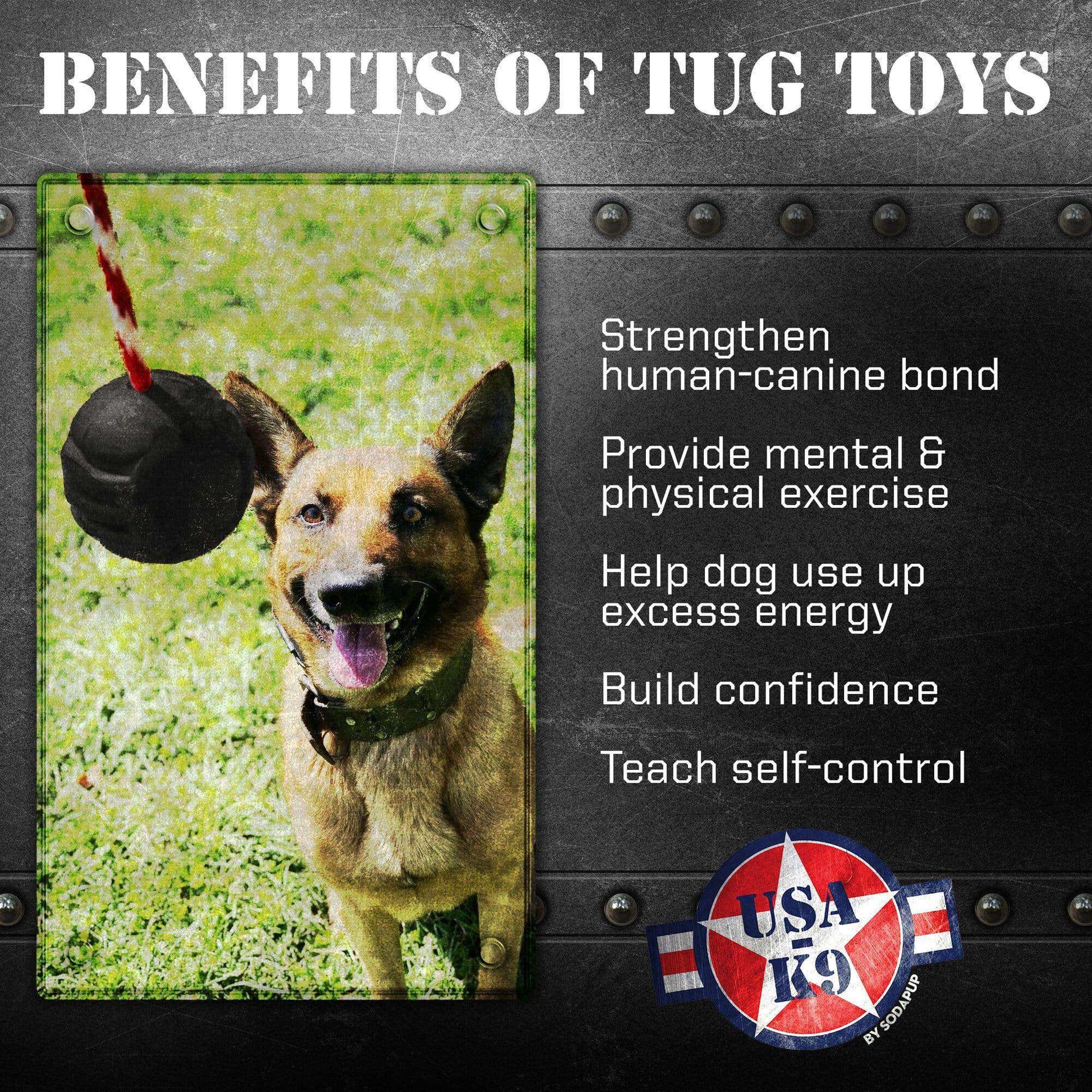 USA-K9 Magnum Black Stars and Stripes Ultra-Durable Rubber Chew Toy, Reward Toy, Tug Toy, and Retrieving Toy - Black - Skoutley Outdoors LLC