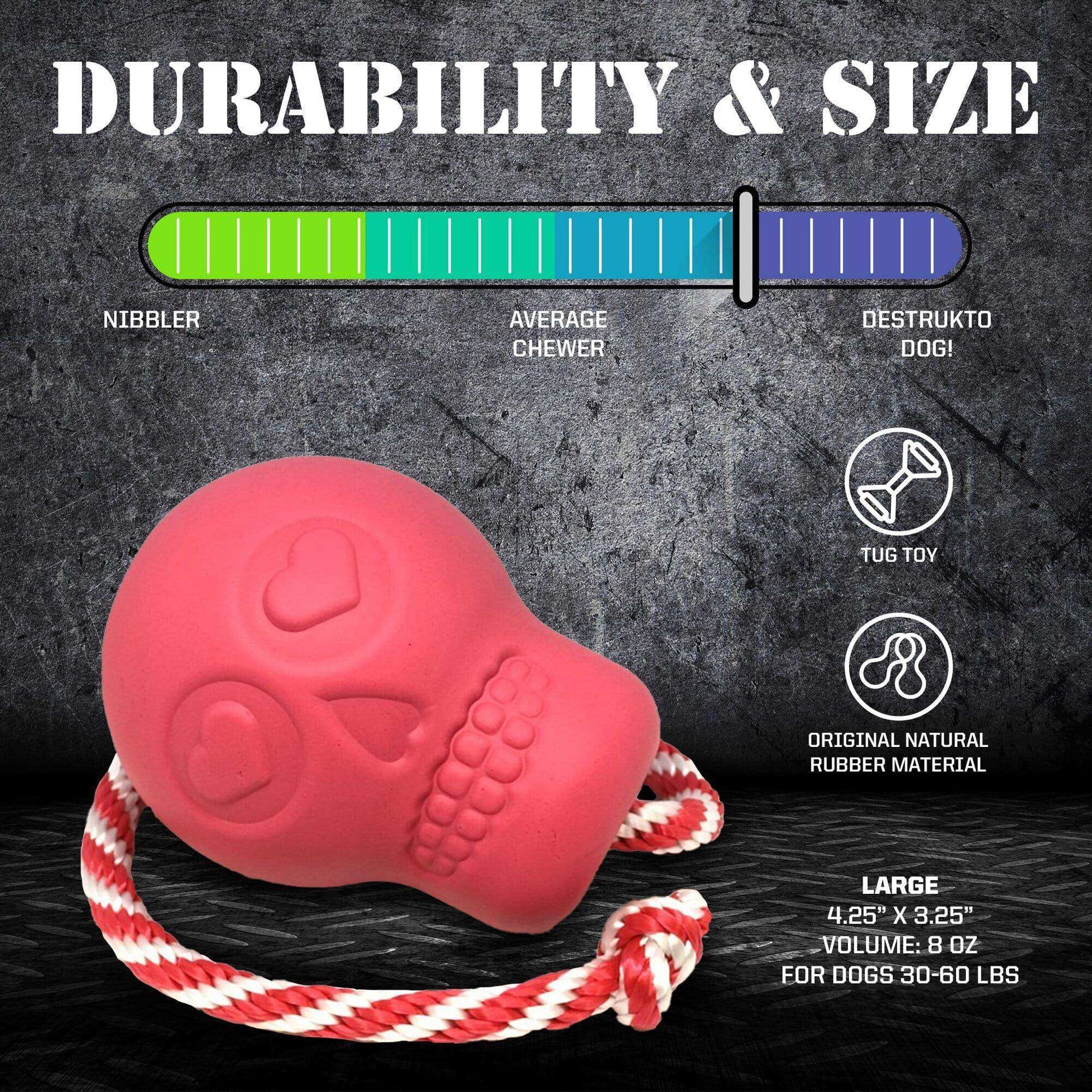 USA-K9 Skull Durable Rubber Chew Toy, Treat Dispenser, Reward Toy, Tug Toy, and Retrieving Toy - Pink - Skoutley Outdoors LLC