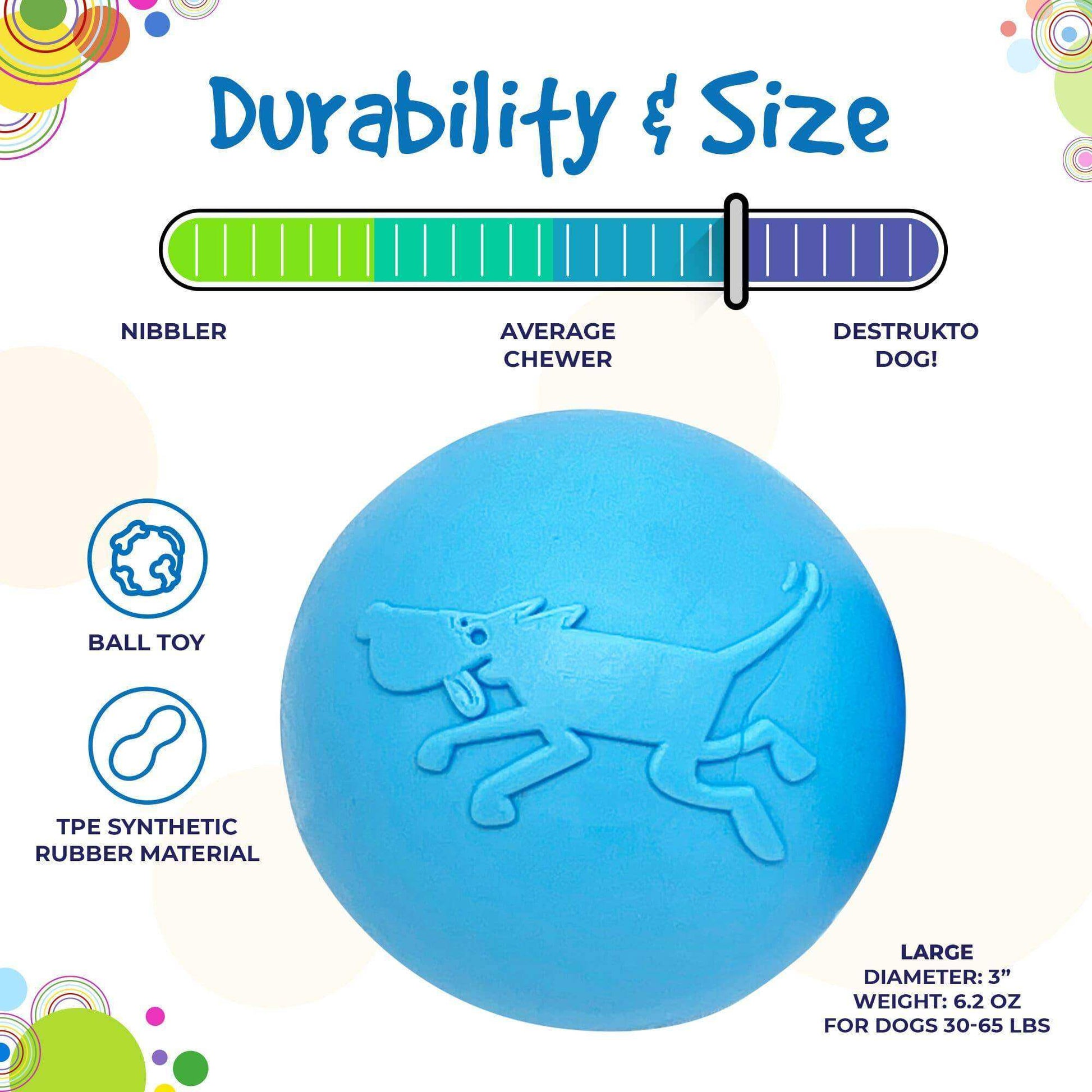 Wag Ball Ultra Durable Synthetic Rubber Chew Toy & Floating Retrieving Toy - Large - Blue - Skoutley Outdoors LLC