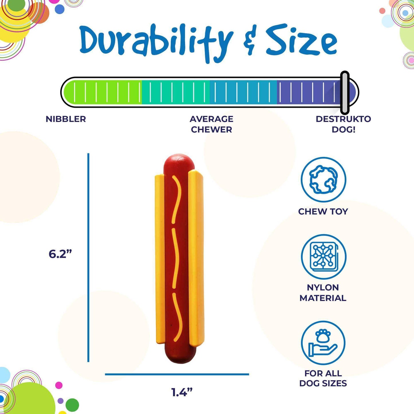 Hot Dog Ultra Durable Nylon Dog Chew Toy - Skoutley Outdoors LLC