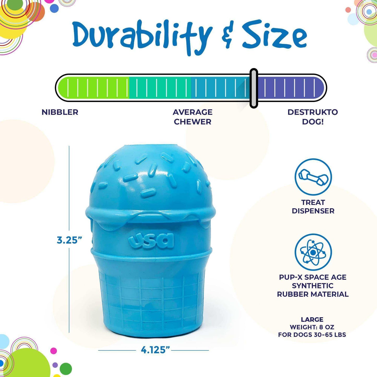 Ice Cream Cone Durable PUP-X Rubber eDispenser Chew Toy and Treat Dispenser - Skoutley Outdoors LLC