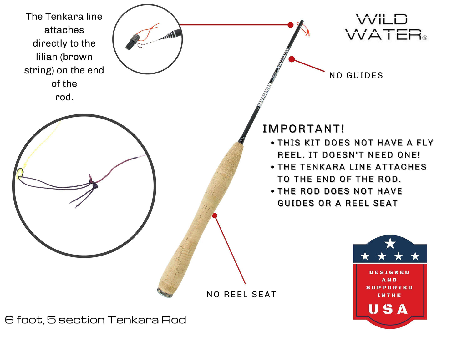 Tenkara Fly Fishing Kit, 6 ft Rod| Wild Water Fly Fishing - Skoutley Outdoors LLC