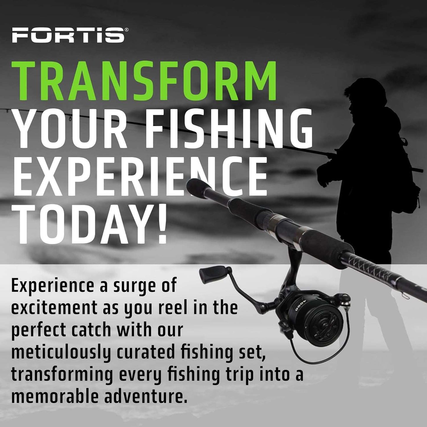 6'6" Medium Heavy Action Spinning Rod and Reel Package, 1 Piece Fiberglass/Graphite Spinning Rod |4000 Spinning Reel | FORTIS - Skoutley Outdoors LLC