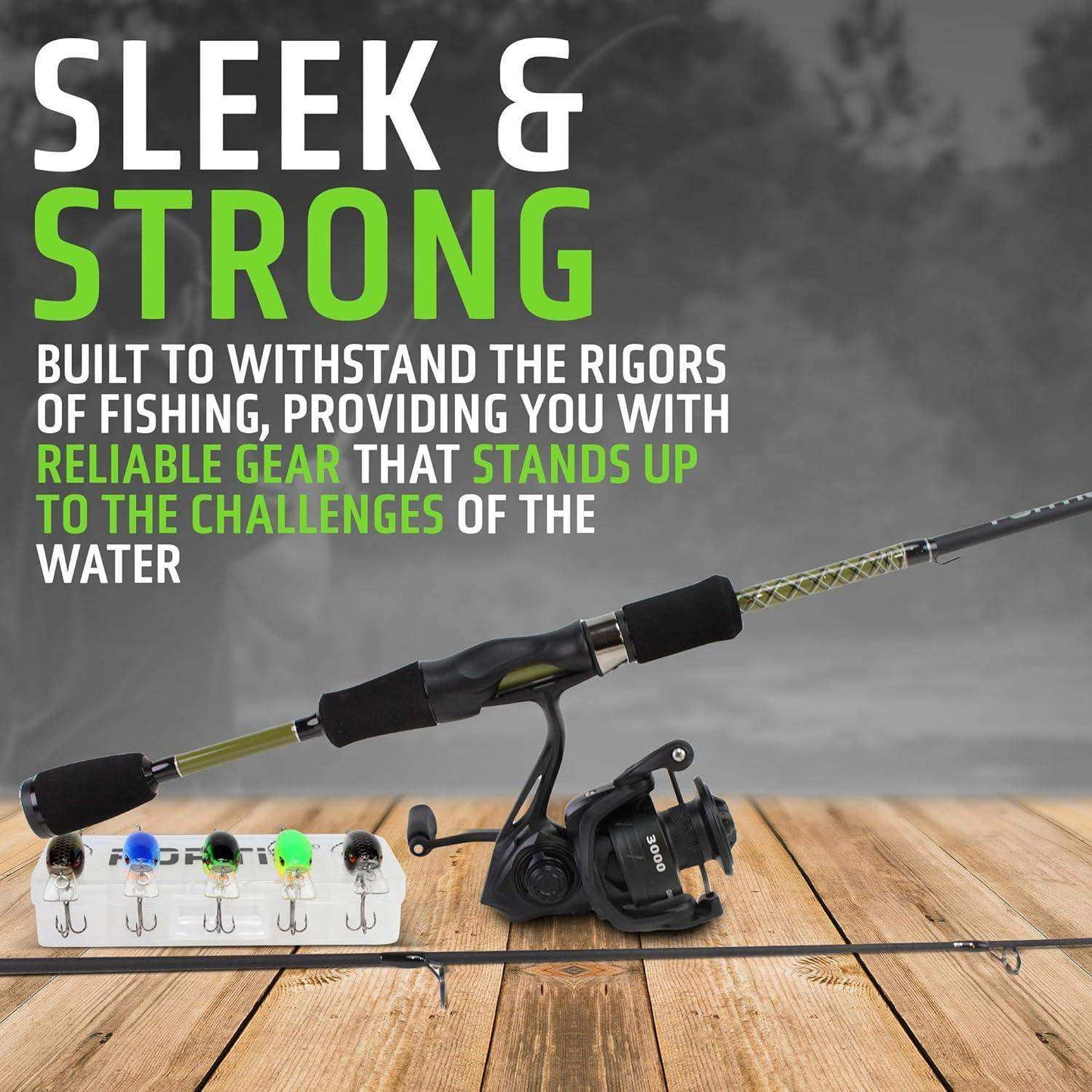 6' Medium Heavy Action Spinning Rod and Reel Package, 1 Piece Fiberglass/Graphite Spinning Rod |4000 Spinning Reel | FORTIS - Skoutley Outdoors LLC