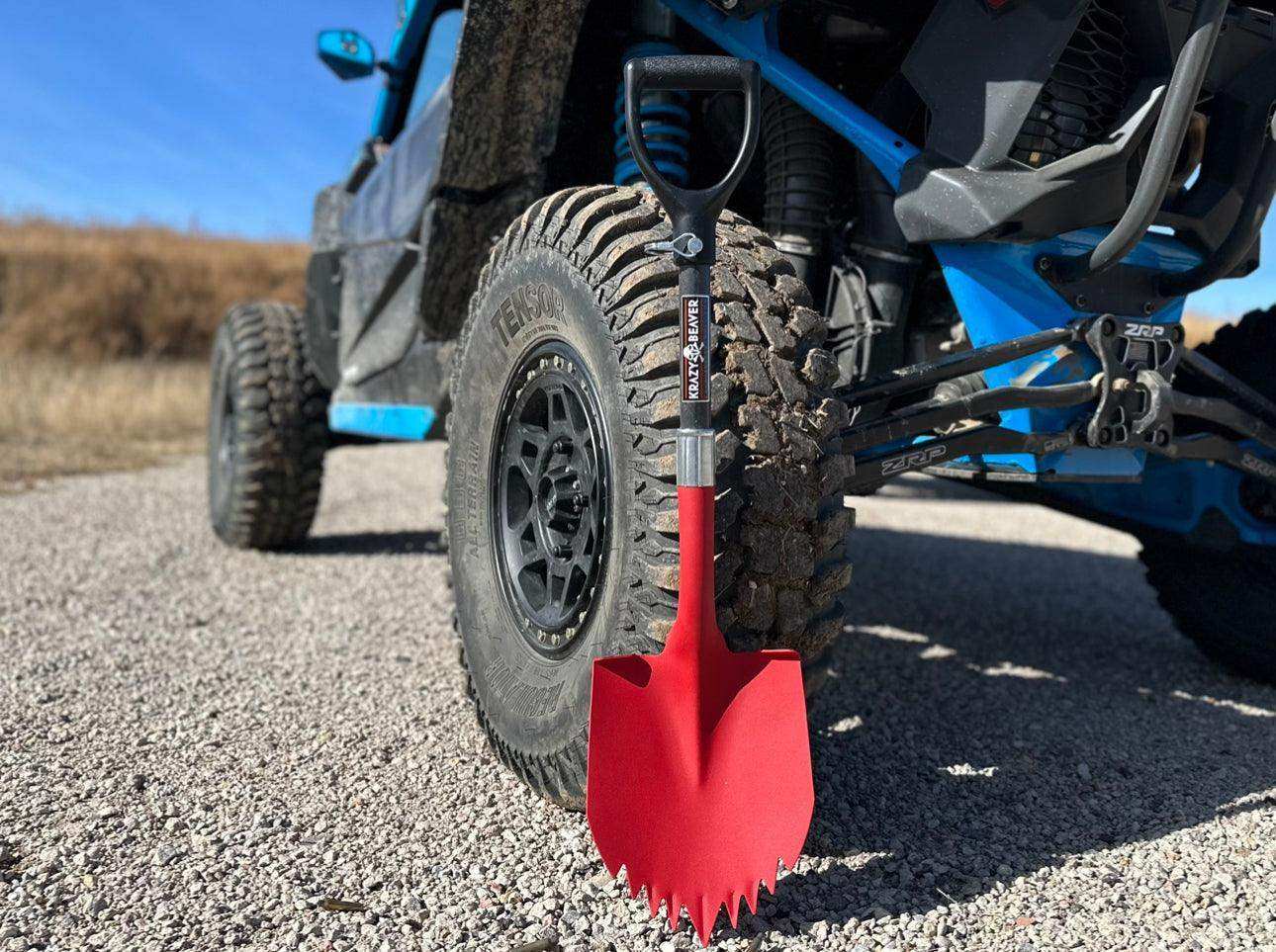 ATV / UTV Krazy Beaver Shorty Shovel (Textured Red Head / Black Handle) - Skoutley Outdoors LLC