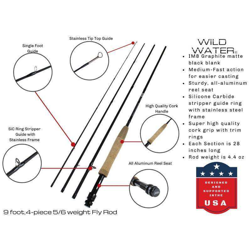 Deluxe Fly Fishing Kit, 5/6wt Rod | 9ft | 4-piece | Wild Water Fly Fishing - Skoutley Outdoors LLC