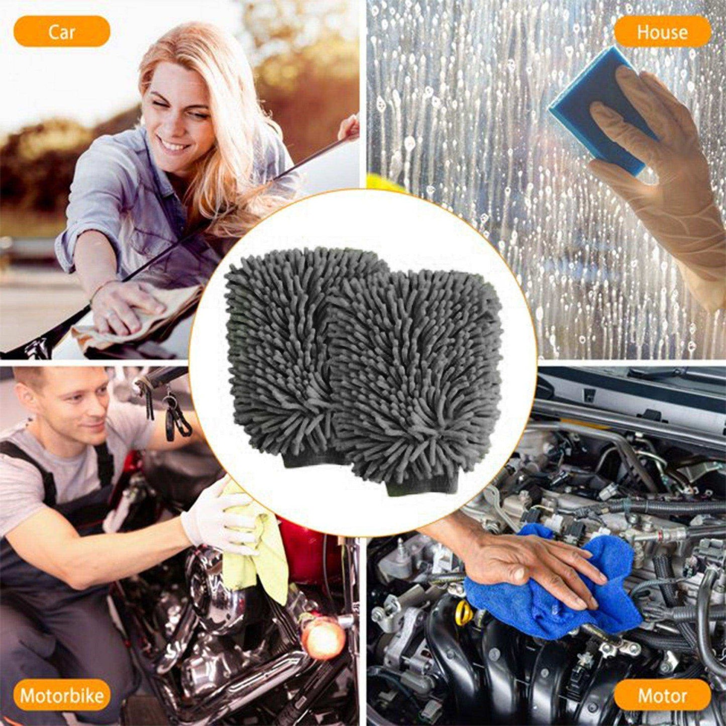 WASH&WHIPS Microfiber Chenille Car Cleaning Mitt - Skoutley Outdoors LLC