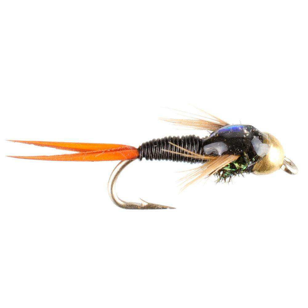 Bead Head Black Copper John Nymph Fly Fishing Flies - Set of 6 Flies Hook Size 14 - Skoutley Outdoors LLC