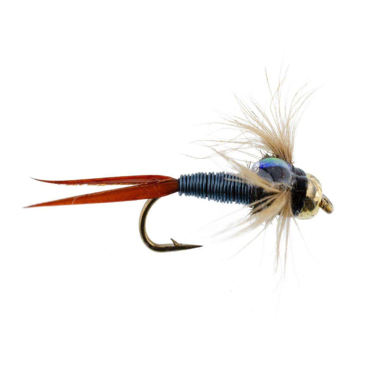 Bead Head Metallic Blue Copper John Nymph - 1 Dozen Fly Fishing Flies - Hook Size 10 - Skoutley Outdoors LLC