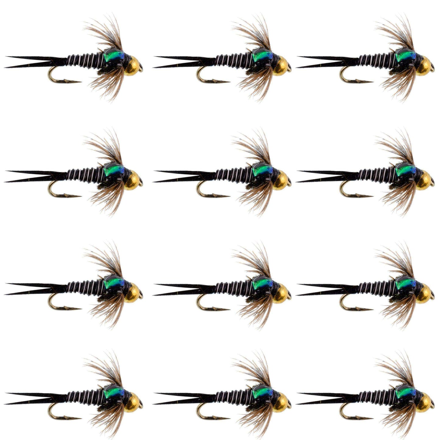 Bead Head Zebra Copper John Nymph Fly Fishing Flies - 1 Dozen Flies Hook Size 16 - Skoutley Outdoors LLC