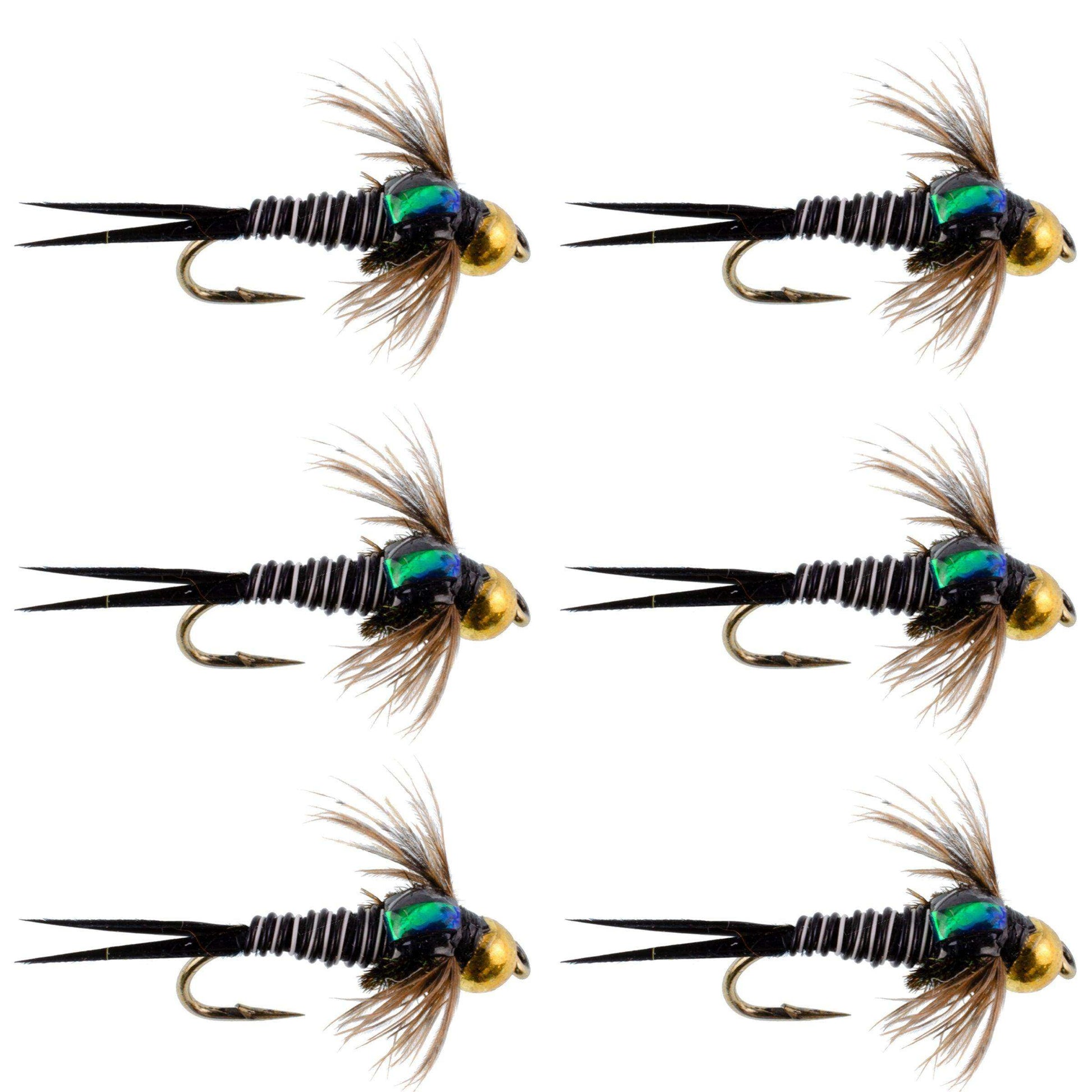 Bead Head Zebra Copper John Nymph Fly Fishing Flies - Set of 6 Flies Hook Size 14 - Skoutley Outdoors LLC