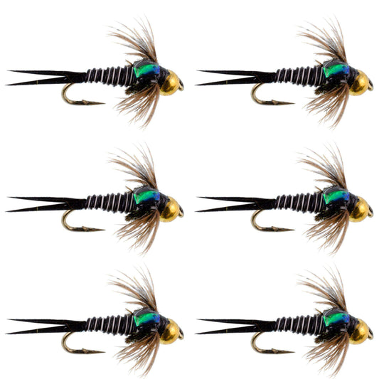 Bead Head Zebra Copper John Nymph Fly Fishing Flies - Set of 6 Flies Hook Size 14 - Skoutley Outdoors LLC