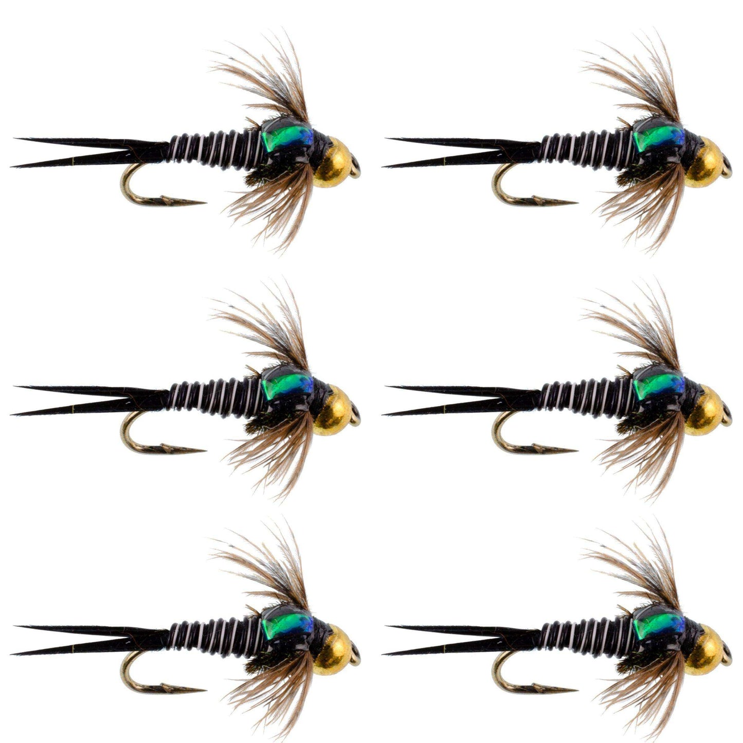 Bead Head Zebra Copper John Nymph Fly Fishing Flies - Set of 6 Flies Hook Size 16 - Skoutley Outdoors LLC