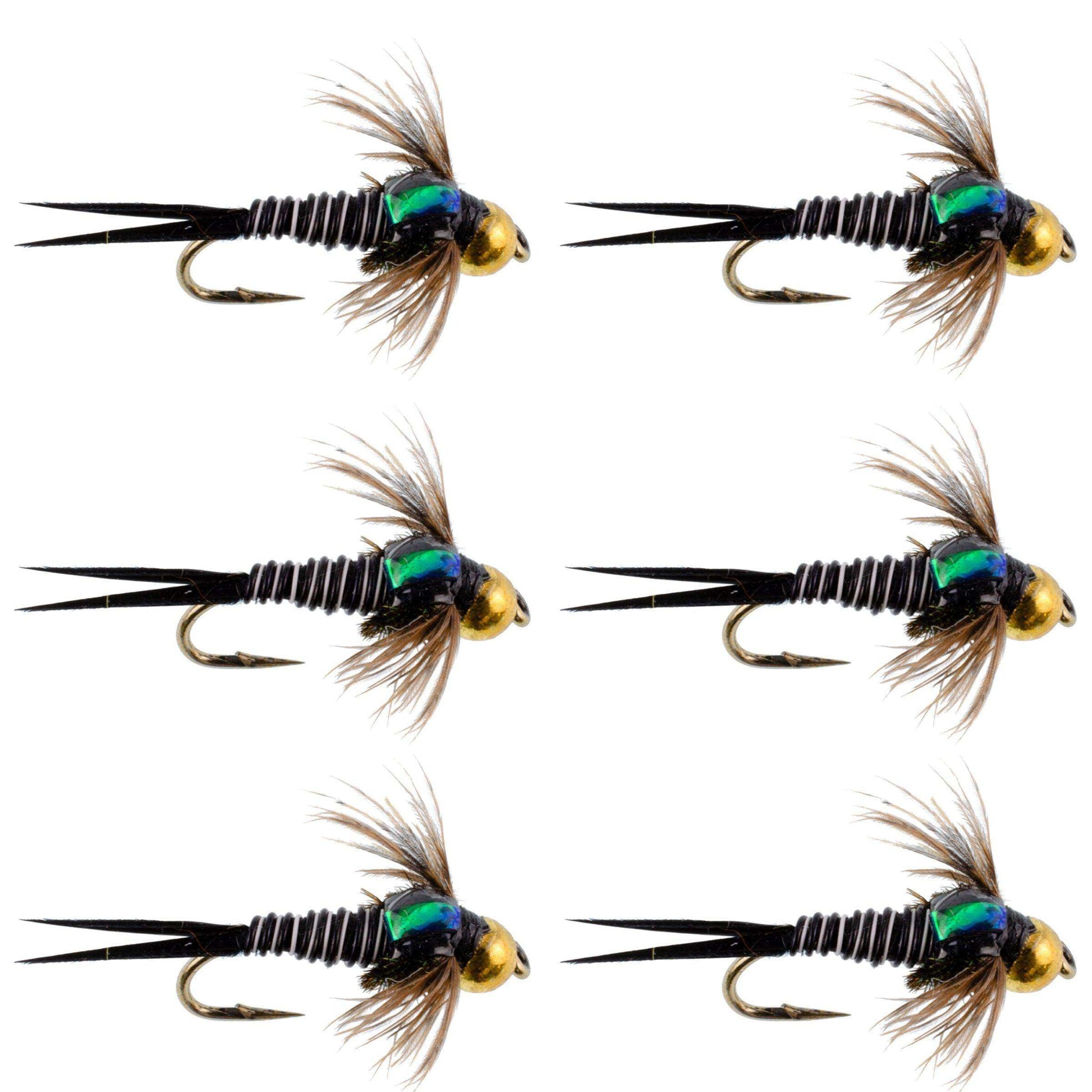 Bead Head Zebra Copper John Nymph Fly Fishing Flies - Set of 6 Flies Hook Size 16 - Skoutley Outdoors LLC