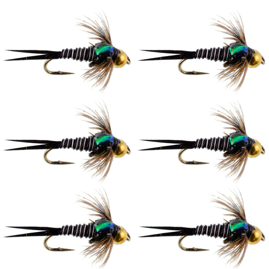 Bead Head Zebra Copper John Nymph Fly Fishing Flies - Set of 6 Flies Hook Size 16 - Skoutley Outdoors LLC