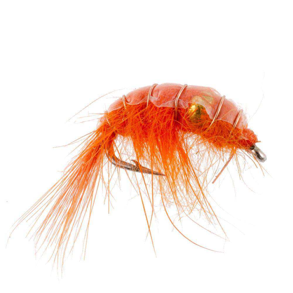 Orange Beaded Shrimp Scud Pattern - 6 Flies - Size 12 - Tailwater Lake Fly Fishing Nymph Flies - Skoutley Outdoors LLC