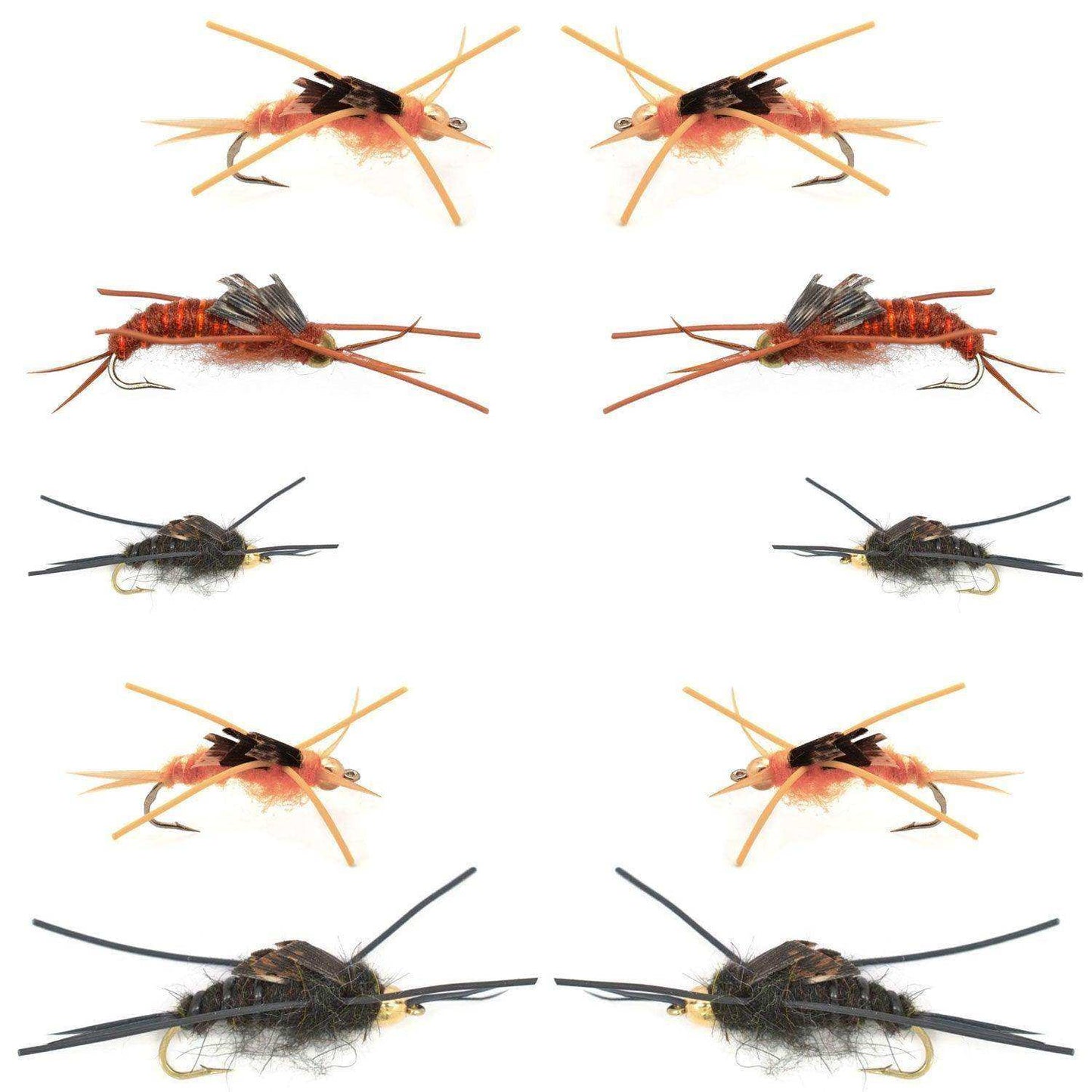 Basics Collection - Kaufmann's Stonefly Nymph Assortment - 10 Bead Head Rubber Legs Wet Flies - 5 Patterns - Hook Sizes 4, 6, 8, 10, and 12 - Skoutley Outdoors LLC