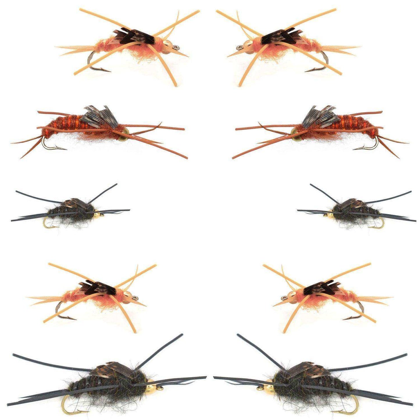 Basics Collection - Kaufmann's Tungsten Bead Stonefly Nymph Assortment - 10 Bead Head Rubber Legs Wet Flies - 5 Patterns - Hook Sizes 4, 6, 8, 10, and 12 - Skoutley Outdoors LLC