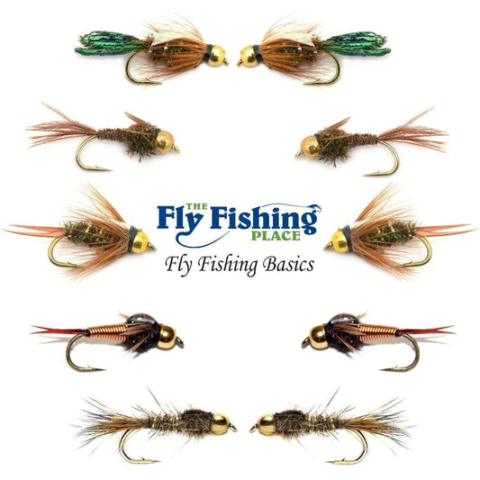 The Fly Fishing Place Basics Collection - Bead Head Nymph Assortment - 10 Wet Flies - 5 Patterns - Hook Sizes 12, 14, 16 - Skoutley Outdoors LLC