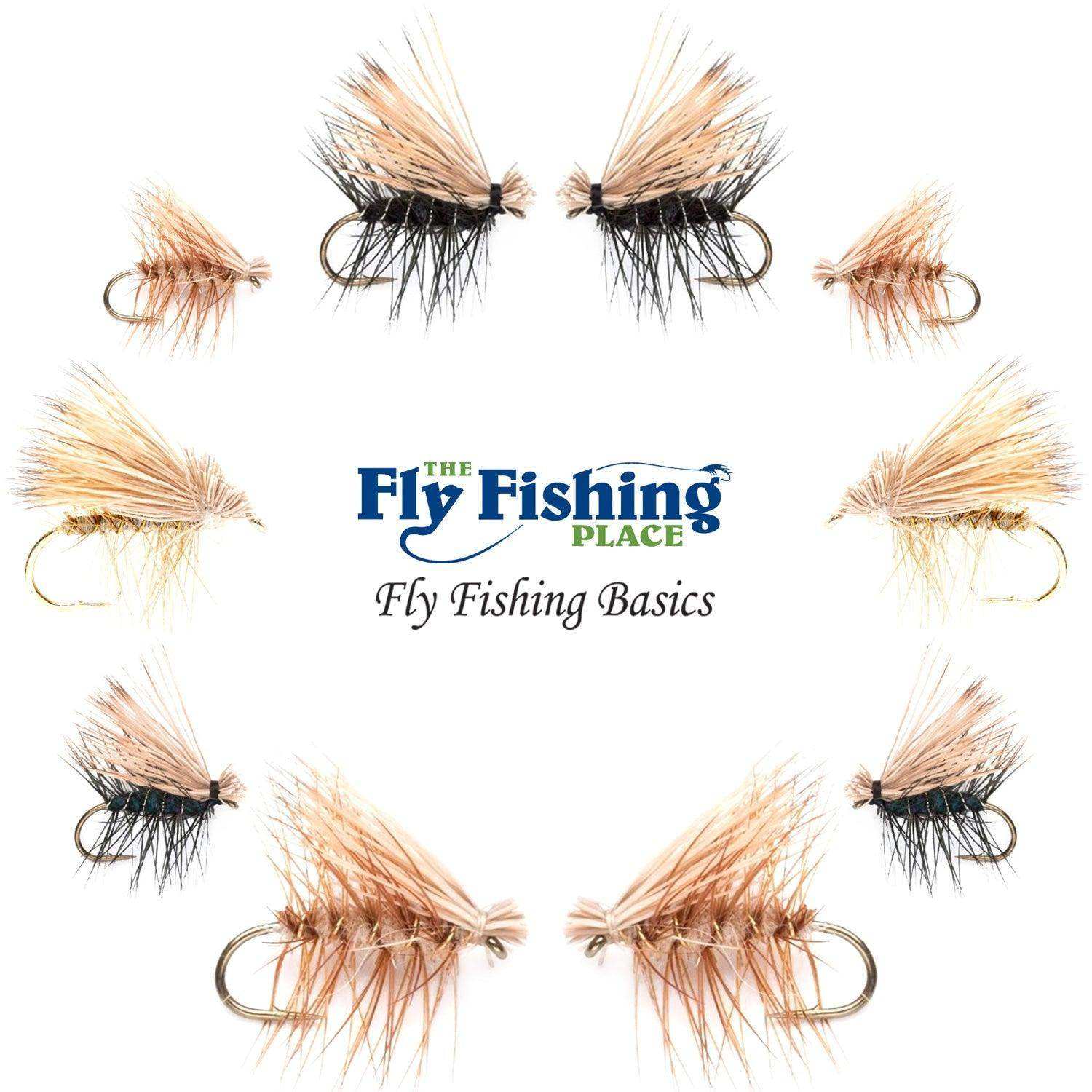 Basics Collection - Elk Hair Caddis Dry Fly Assortment - 10 Dry Fishing Flies - 5 Patterns - Hook Sizes 12, 14, 16, 18 - Skoutley Outdoors LLC