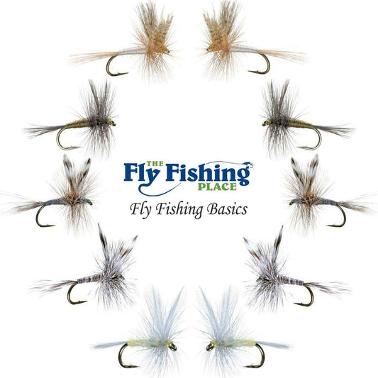 The Fly Fishing Place Basics Collection - Classic Dry Fly Assortment - 10 Dry Fishing Flies - 5 Patterns - Hook Sizes 12, 14, 16 - Skoutley Outdoors LLC