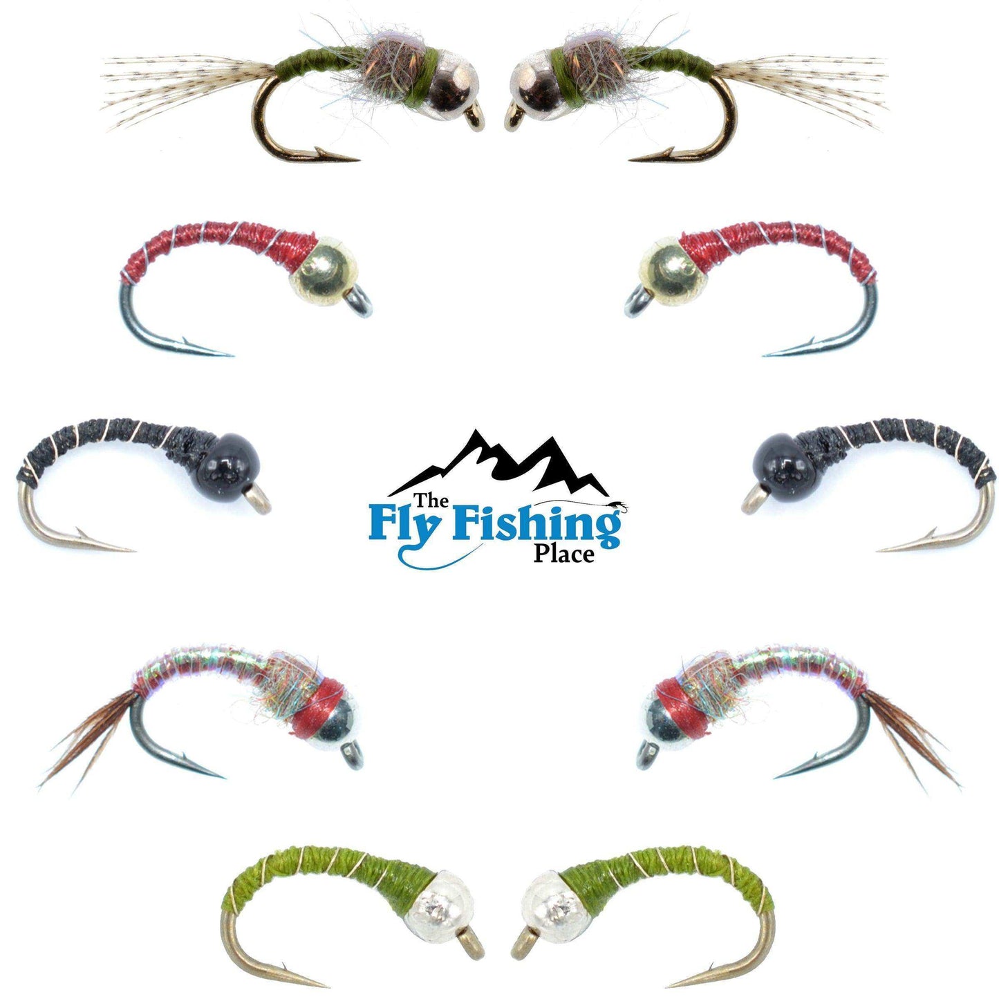 Basics Collection - Essential Bead Head Midge Nymph Assortment - 10 Wet Flies - 5 Patterns - Hook Sizes 14, 16, 18 - Skoutley Outdoors LLC