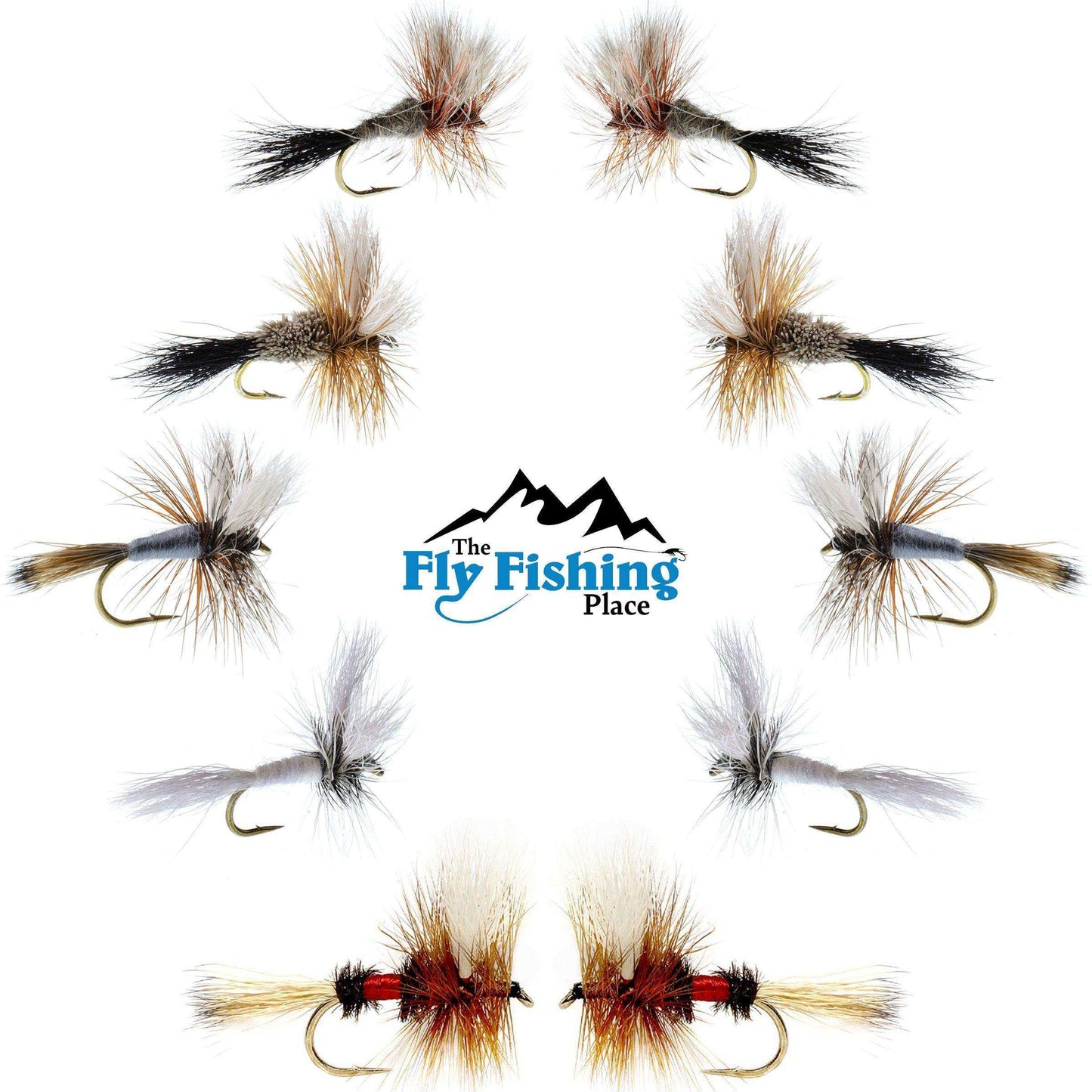 Basics Collection - Wulff Dry Fly Assortment - 10 Dry Fishing Flies - 5 Patterns - Hook Sizes 10, 12, 14 - Skoutley Outdoors LLC