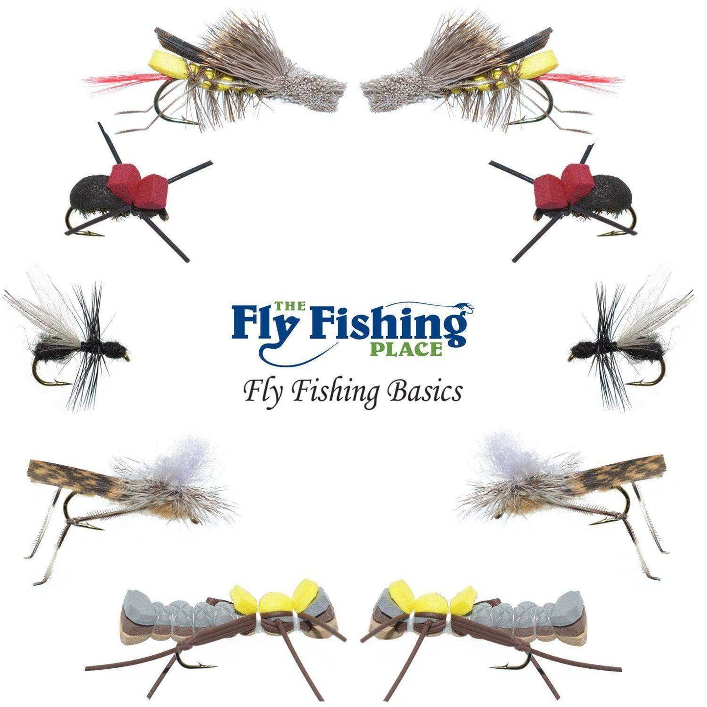 The Fly Fishing Place Basics Collection - Terrestrials Dry Fly Assortment - 10 Dry Fishing Flies - Hopper, Ant and Beetle Fishing Fly Patterns - Hook Sizes 10, 12 and 14 - Skoutley Outdoors LLC