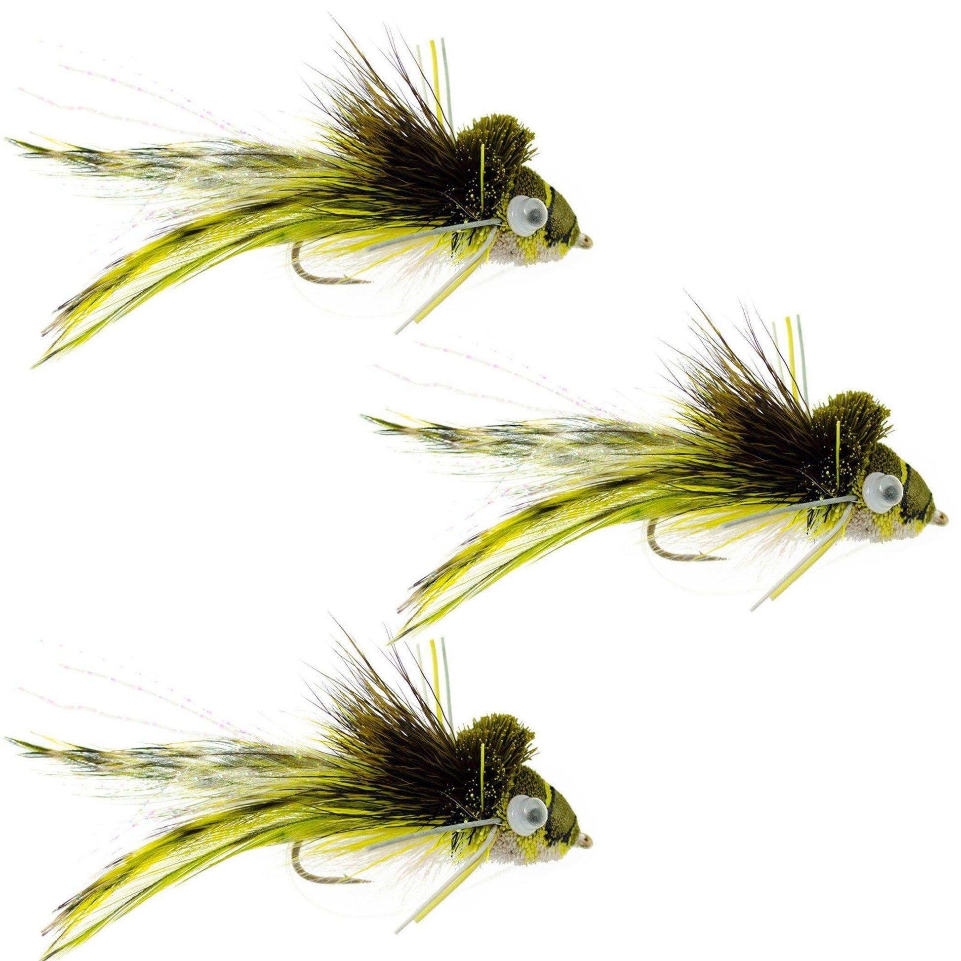 3 Pack Deer Hair Diver Size 4 - Swimming Frog Bass Fly Fishing Bug Wide Gape Bass Hooks With Weed Guard - Skoutley Outdoors LLC