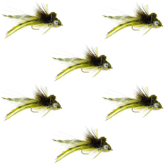 Deer Hair Diver 6 Flies Hook Size 4 - Swimming Frog Bass Fly Fishing Bug Wide Gape Bass Hooks With Weed Guard - Skoutley Outdoors LLC