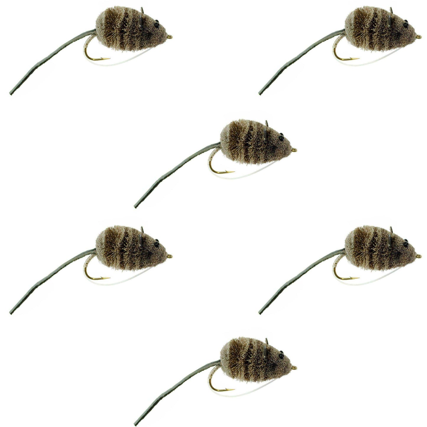 Mighty Mouse Deer Hair Bug 6 Flies Hook Size 4 - Bass Fly Fishing Bug Wide Gape Bass Hooks With Weed Guard - Skoutley Outdoors LLC